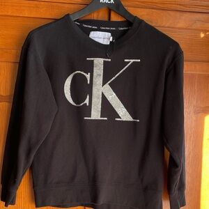 Calvin Klein Black Sweatshirt with Metallic Logo